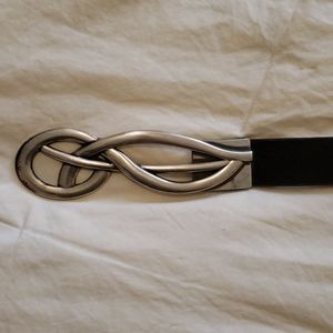 Chico's women Black Belt W. Silver Swirl Buckle